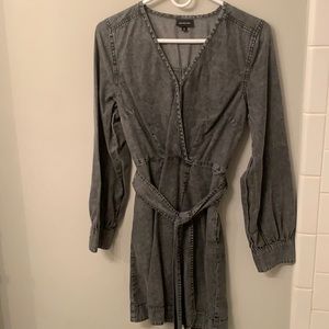 Who what wear target grey faux wrap dress, side zipper
